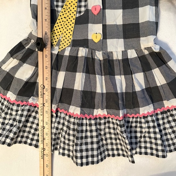 RARE Vintage Popsicle Gingham Dress Heart Buttons 18-24M black white colorful - Picture 4 of 7